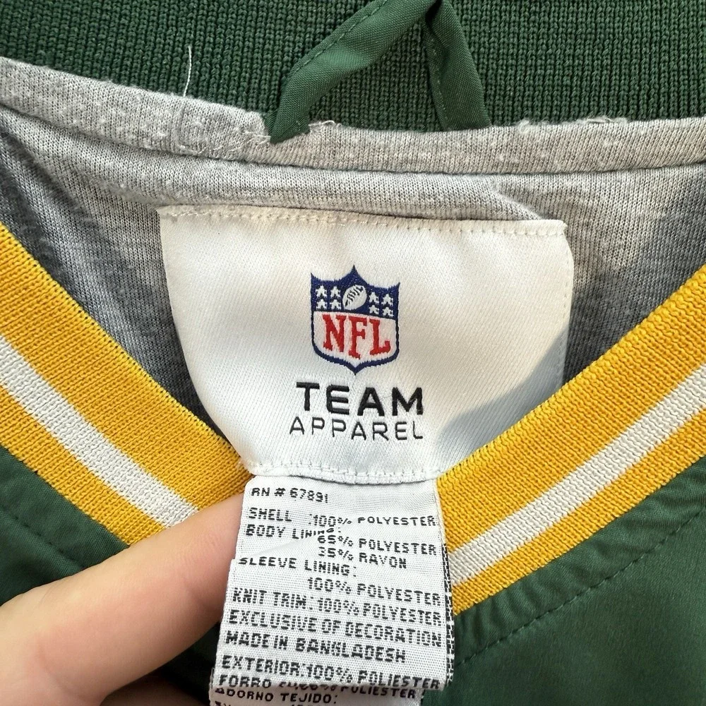 Vintage Green Bay Packers Jacket Boys Youth Large Green Windbreaker Football Y2K